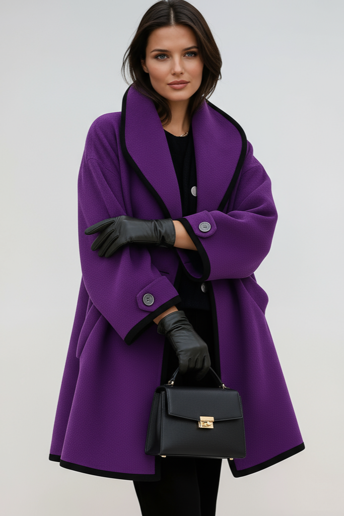 Dames oversized lange winterjas met brede kraag