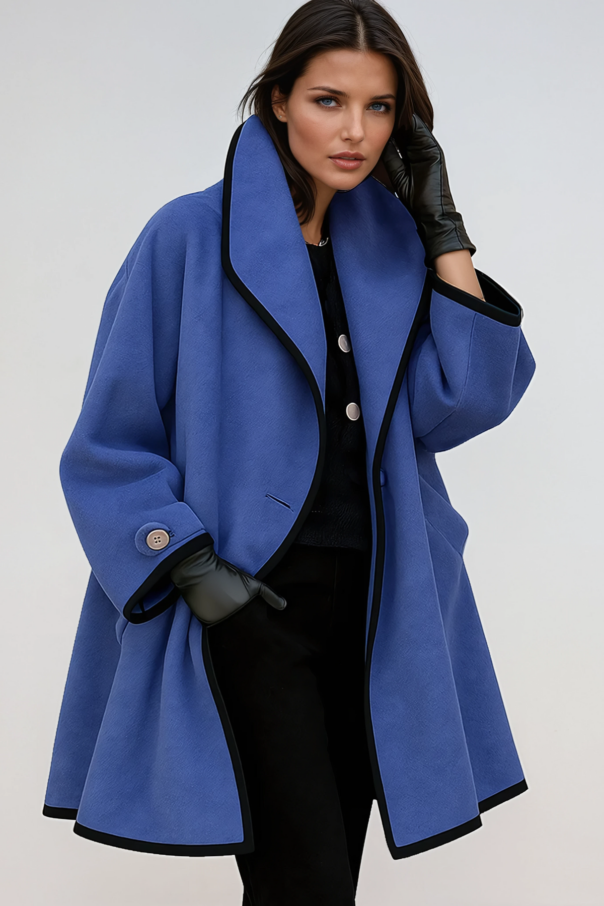 Dames oversized lange winterjas met brede kraag