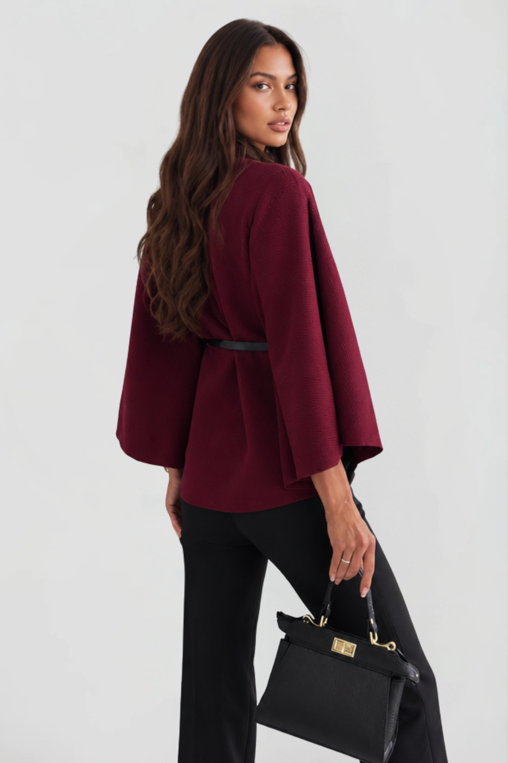 Dames oversized wollen winterjas met capemouwen