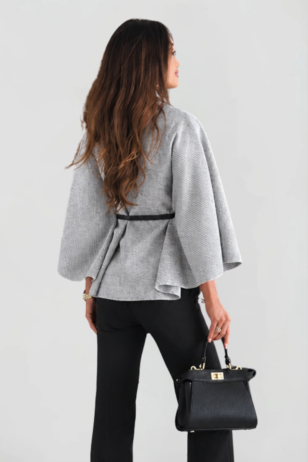 Dames oversized wollen winterjas met capemouwen