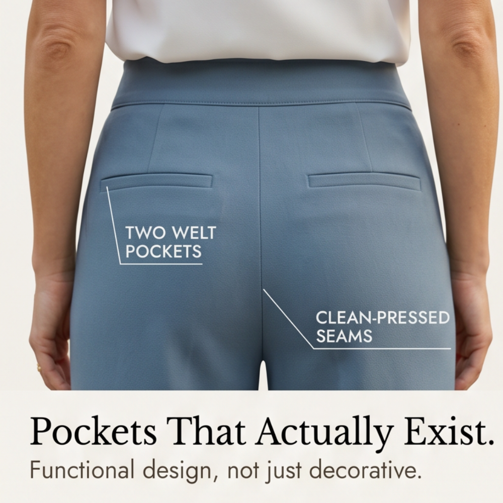 Dames overslag pantalon met hoge taille en wijde pijpen