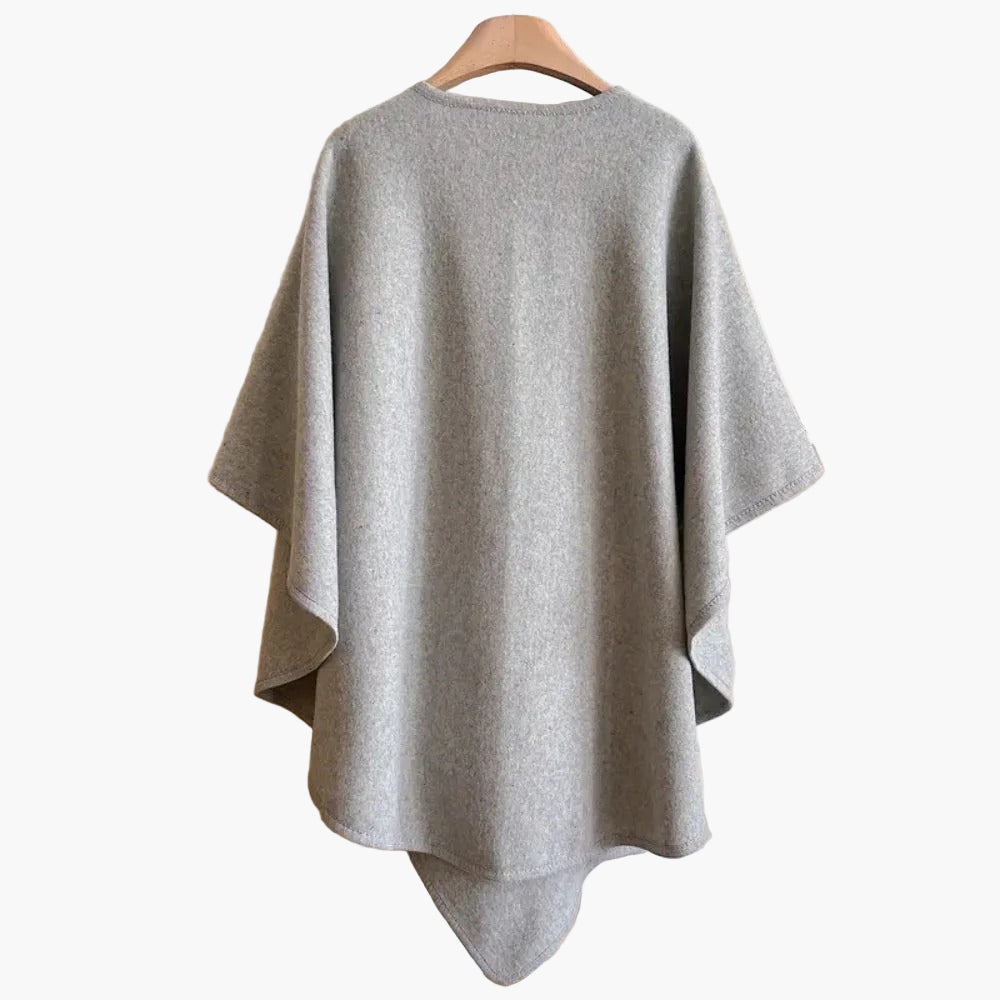 Dames poncho sjaal met V-hals en korte wijde mouwen
