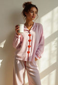 Dames pyjama set met hartjesknopen en strepen