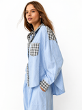 Dames pyjama set met ruitdetails en strepen
