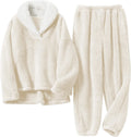 Dames pyjama set met teddystructuur en sjaalkraag