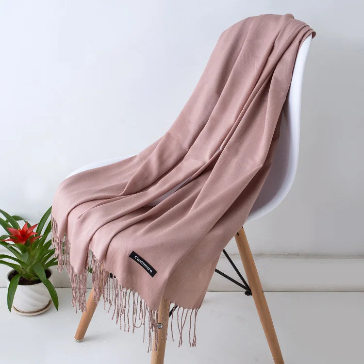 Dames sjaal met franjes voor herfst en winter