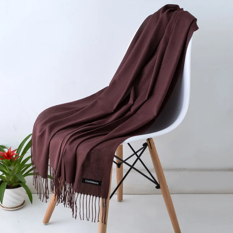 Dames sjaal met franjes voor herfst en winter