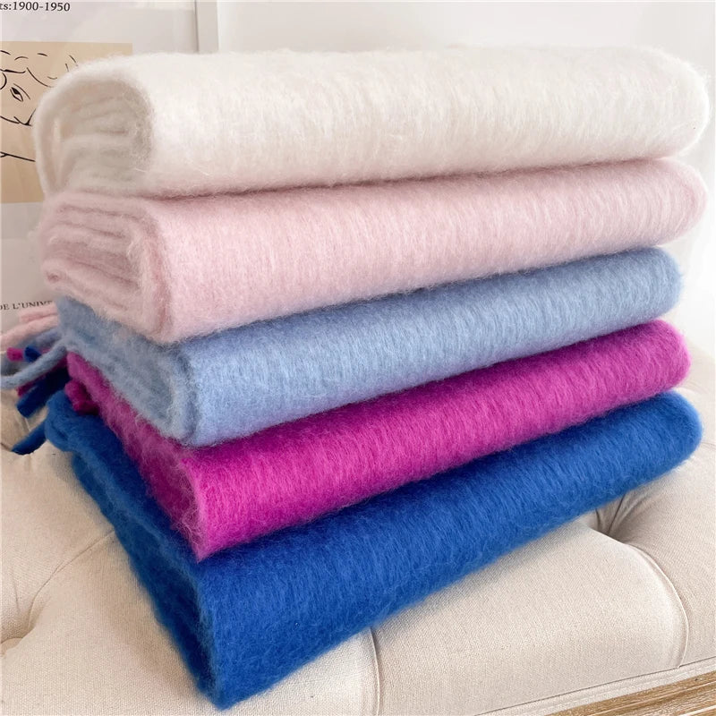 Dames sjaal met lange franjes in effen kleuren