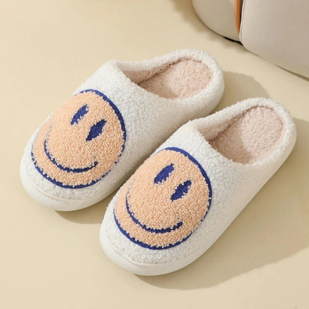 Dames sloffen met grote smiley op de voorkant