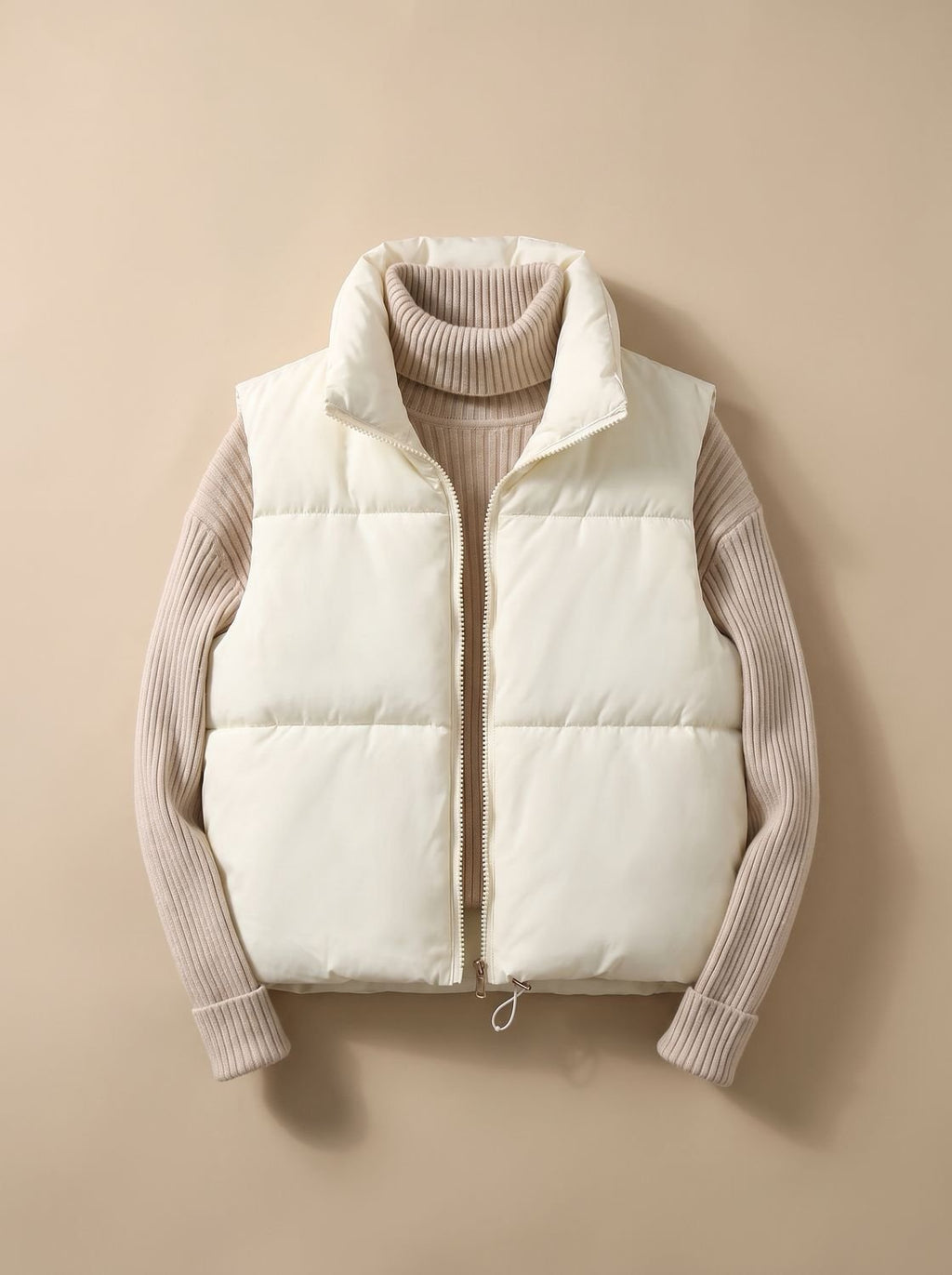 Dames ultralichte korte bodywarmer met opstaande kraag