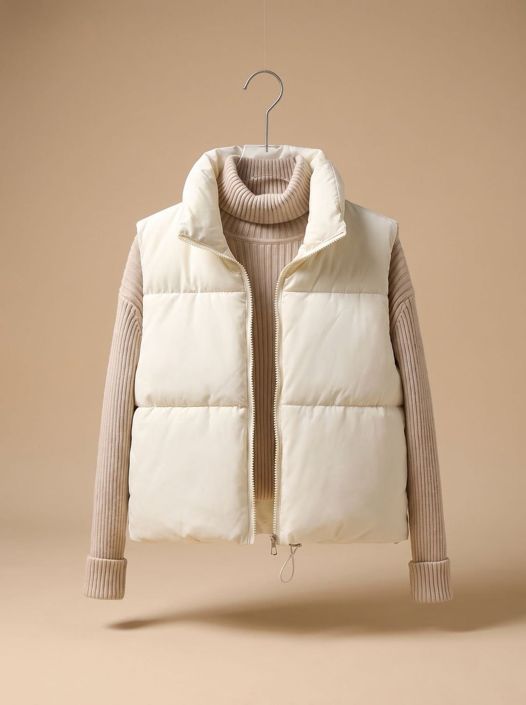 Dames ultralichte korte bodywarmer met opstaande kraag