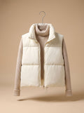 Dames ultralichte korte bodywarmer met opstaande kraag