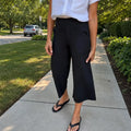 Dames wijde broek met hoge taille en diepe zakken