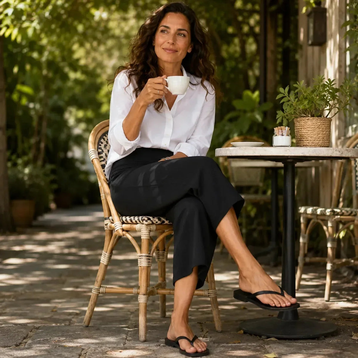 Dames wijde broek met hoge taille en diepe zakken
