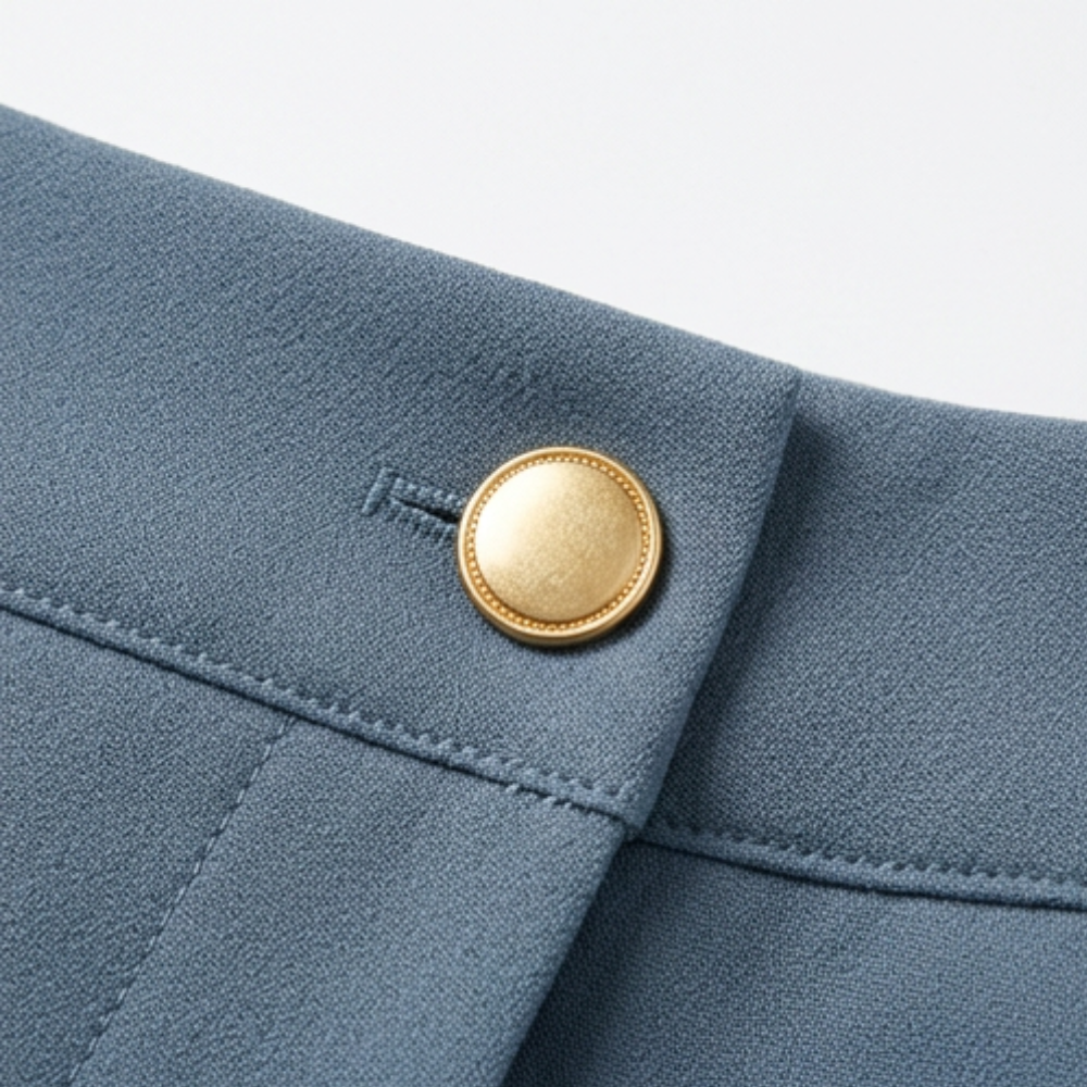 Dames wijde pantalon met overslag en hoge taille