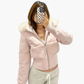 Dames winterjas met capuchon en bontlook