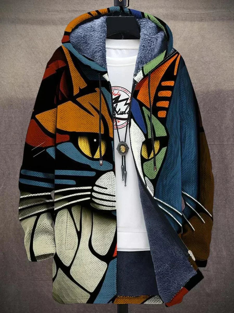 Heren bedrukte hoodie met fleecevoering en oversized pasvorm