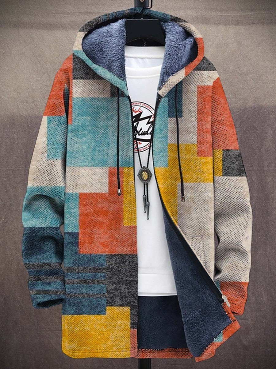 Heren bedrukte hoodie met fleecevoering en oversized pasvorm