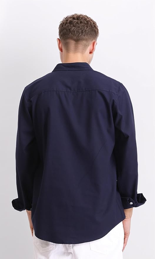Heren casual overhemd met lange mouwen en puntkraag