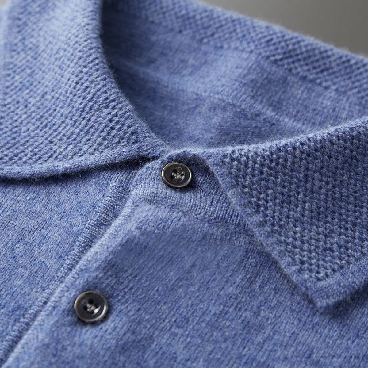 Heren gebreide polo met lange mouwen en knoopsluiting