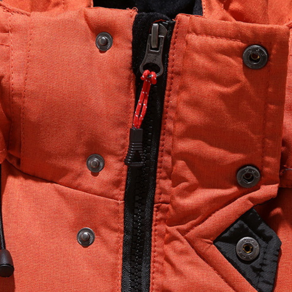 Heren gewatteerde winterjas met hoge capuchon