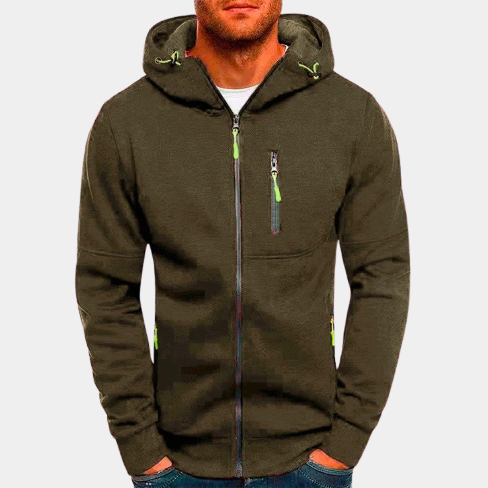 Heren hoodie met volledige rits en gevoerde capuchon