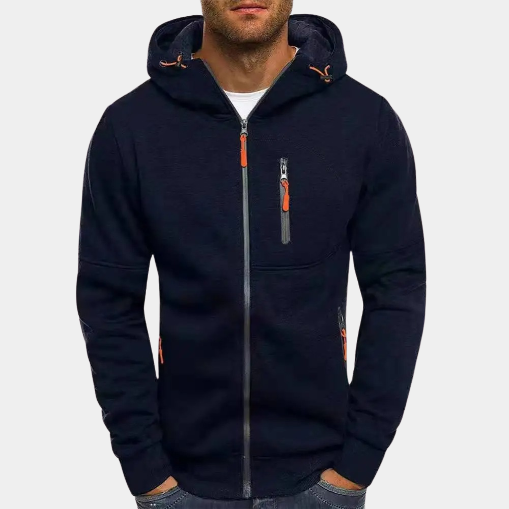Heren hoodie met volledige rits en gevoerde capuchon