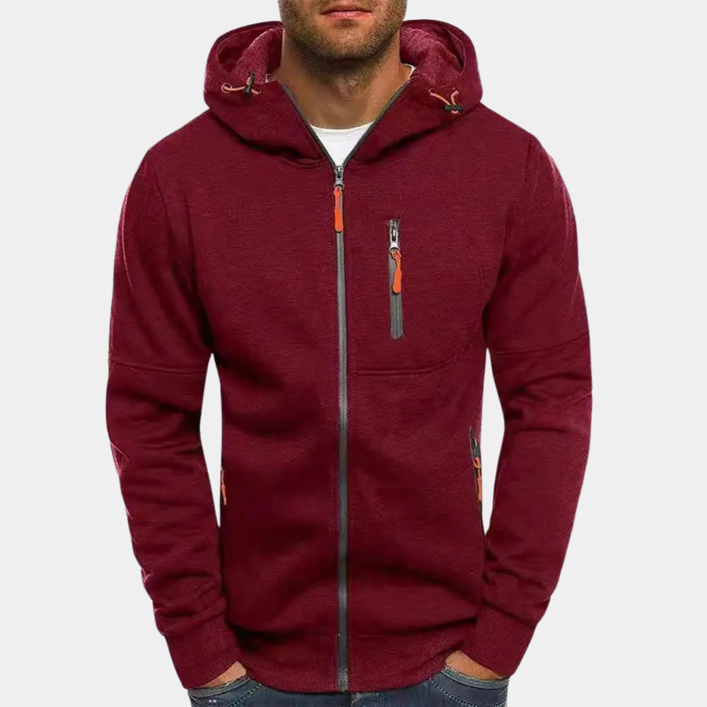 Heren hoodie met volledige rits en gevoerde capuchon