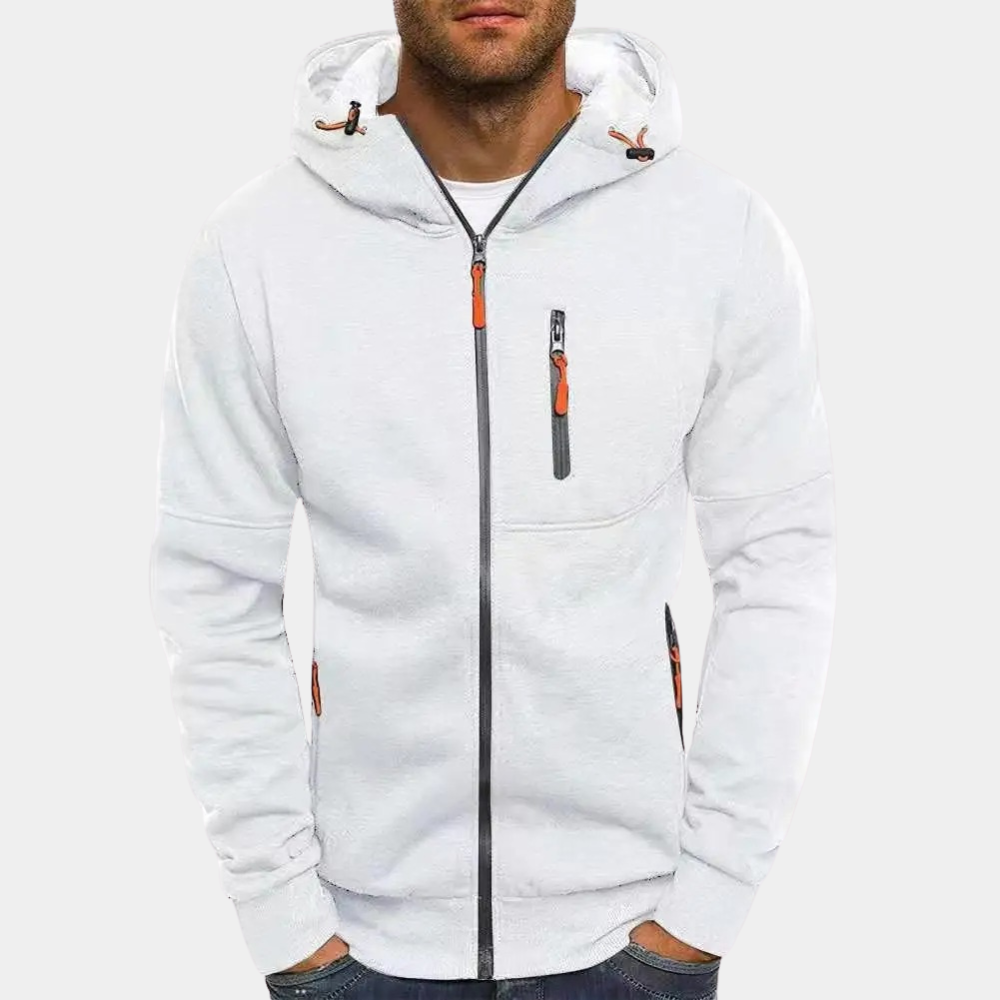 Heren hoodie met volledige rits en gevoerde capuchon