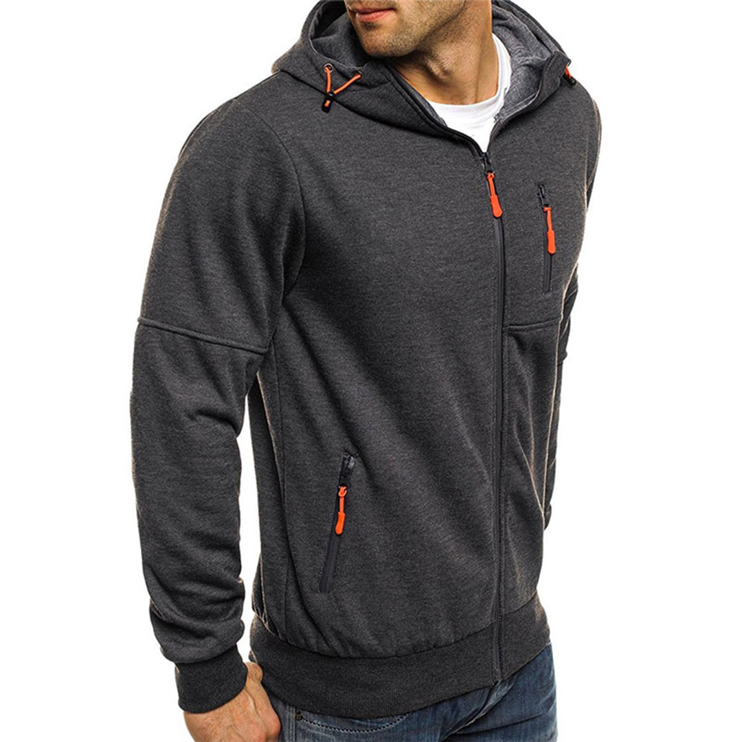 Heren hoodie met volledige rits en gevoerde capuchon