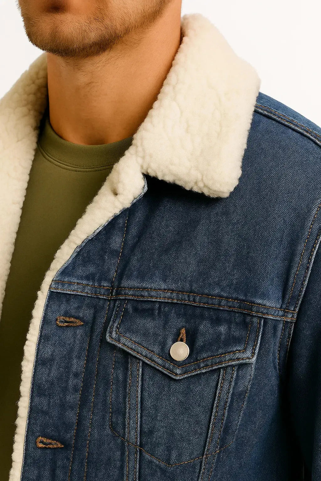 Heren jas van denim met zachte voering