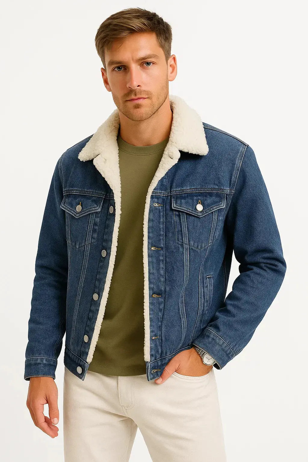 Heren jas van denim met zachte voering