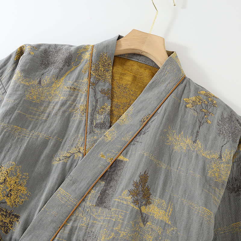 Heren pyjama kimono met landschapsprint