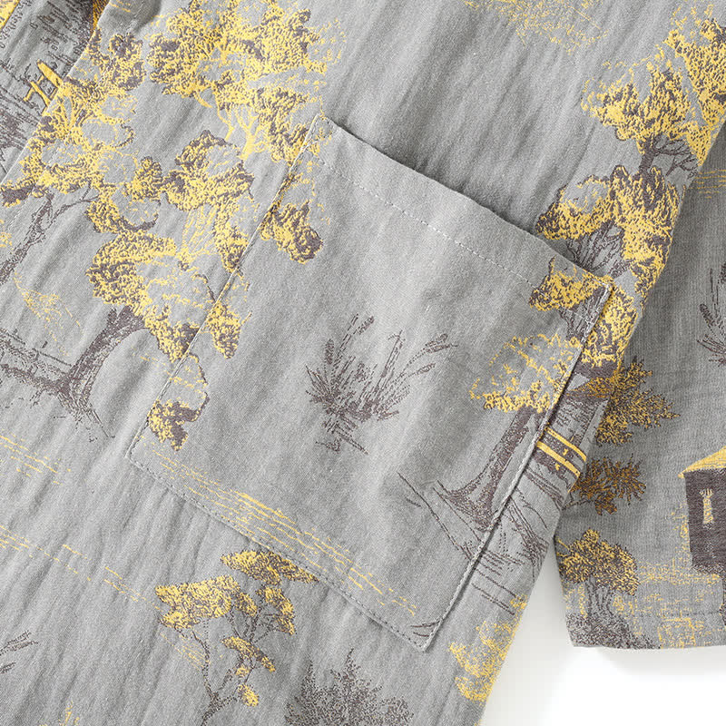 Heren pyjama kimono met landschapsprint