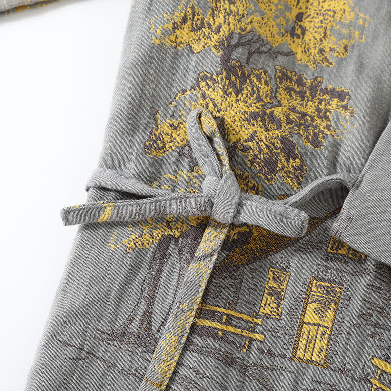 Heren pyjama kimono met landschapsprint