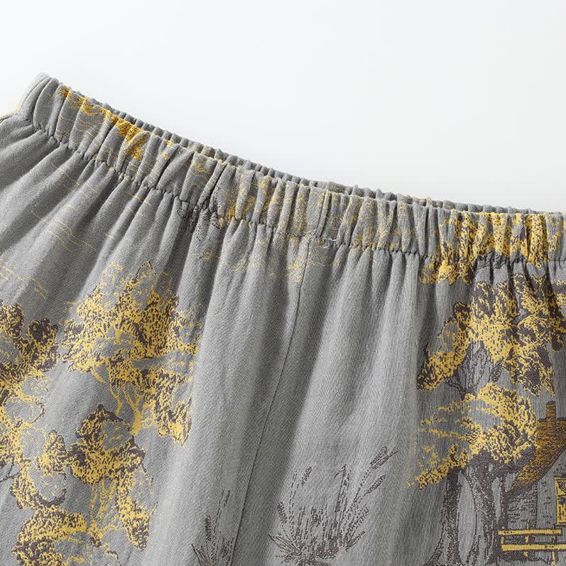 Heren pyjama kimono met landschapsprint