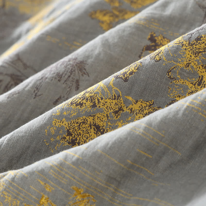 Heren pyjama kimono met landschapsprint