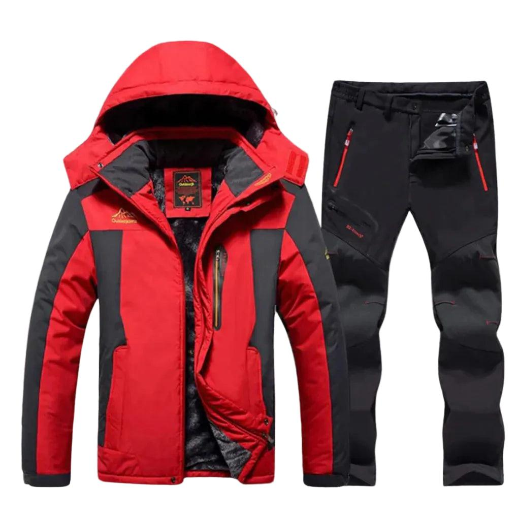 Heren winterjas met bijpassende skibroek en capuchon