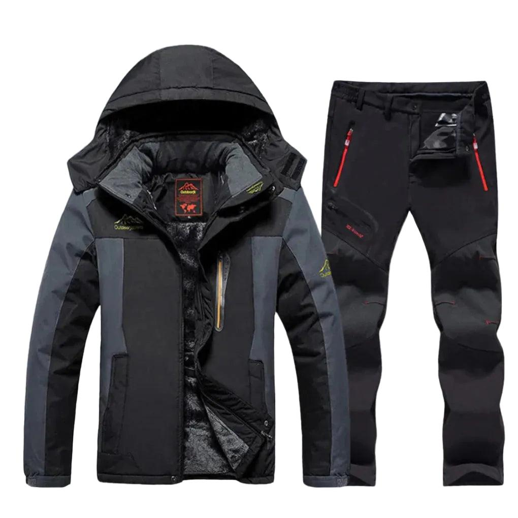 Heren winterjas met bijpassende skibroek en capuchon