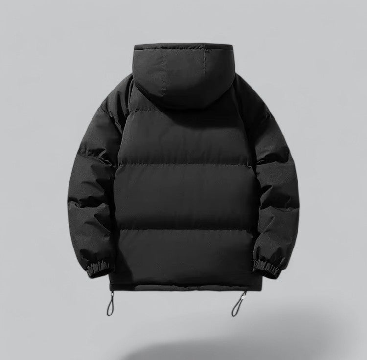 Heren winterjas met capuchon en gewatteerd model