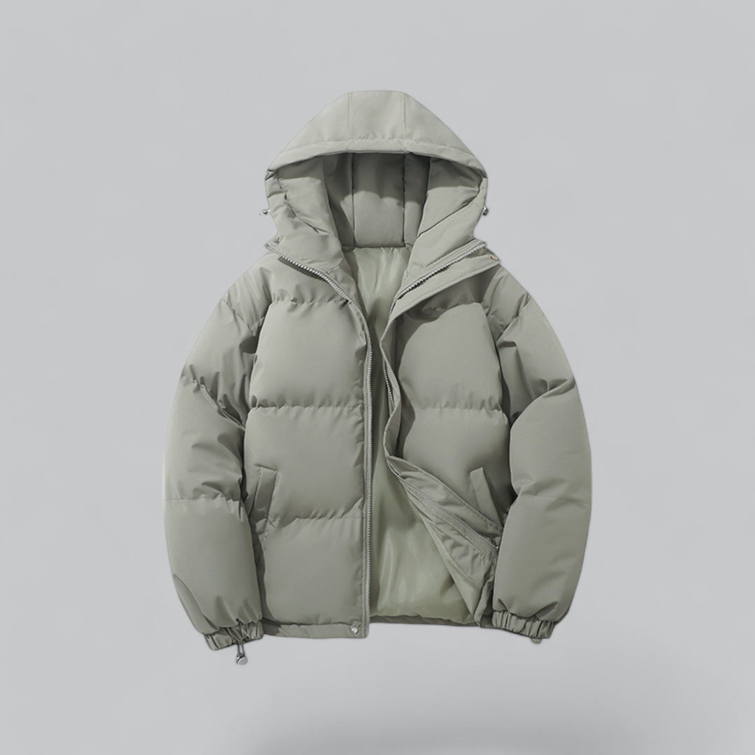 Heren winterjas met capuchon en gewatteerd model