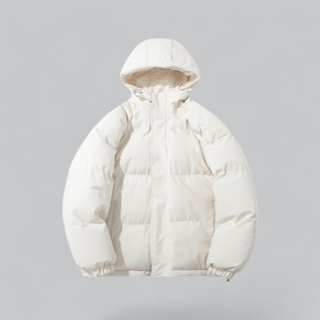 Heren winterjas met capuchon en gewatteerd model