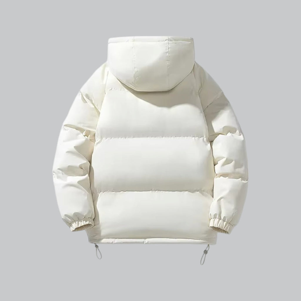 Heren winterjas met capuchon en gewatteerd model