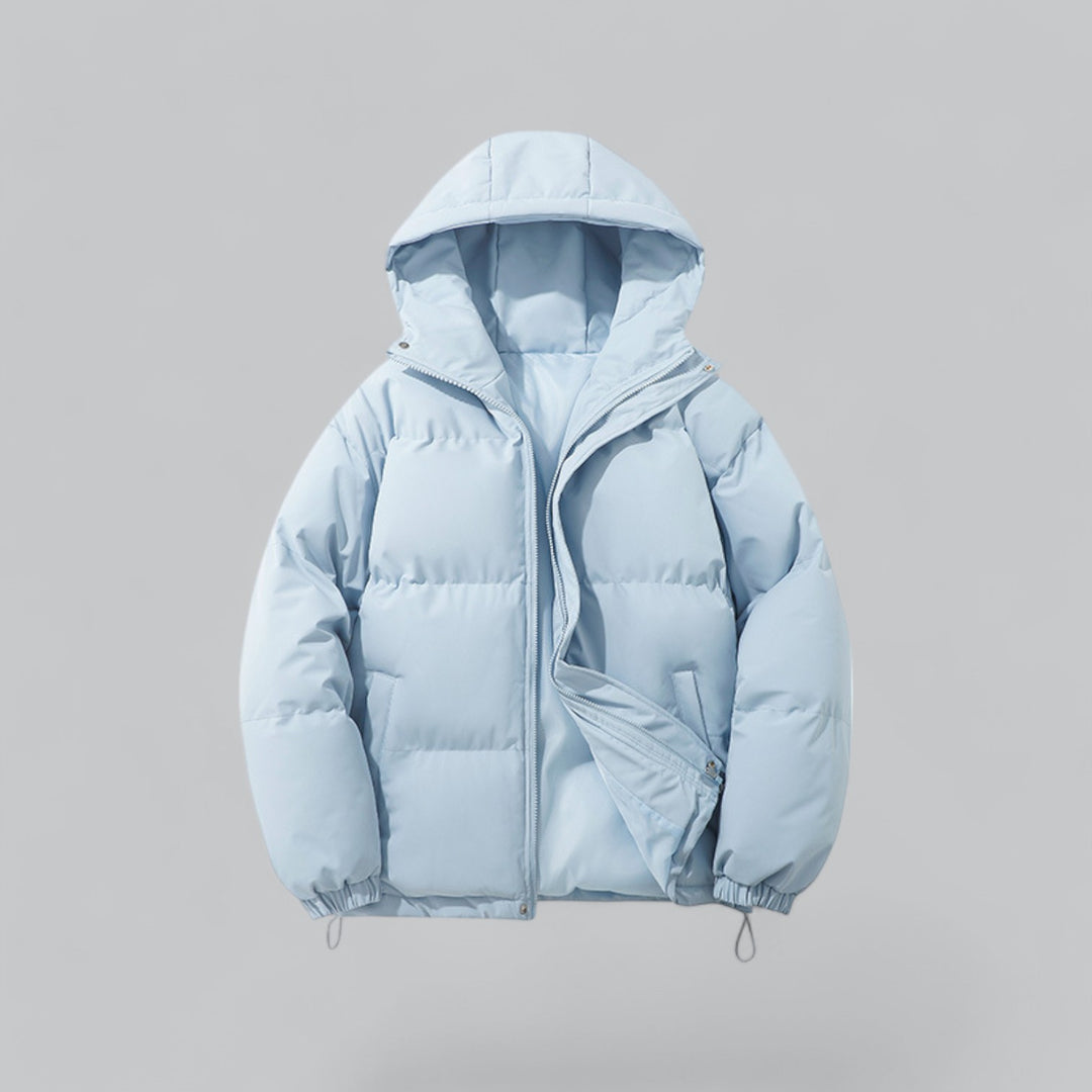 Heren winterjas met capuchon en gewatteerd model