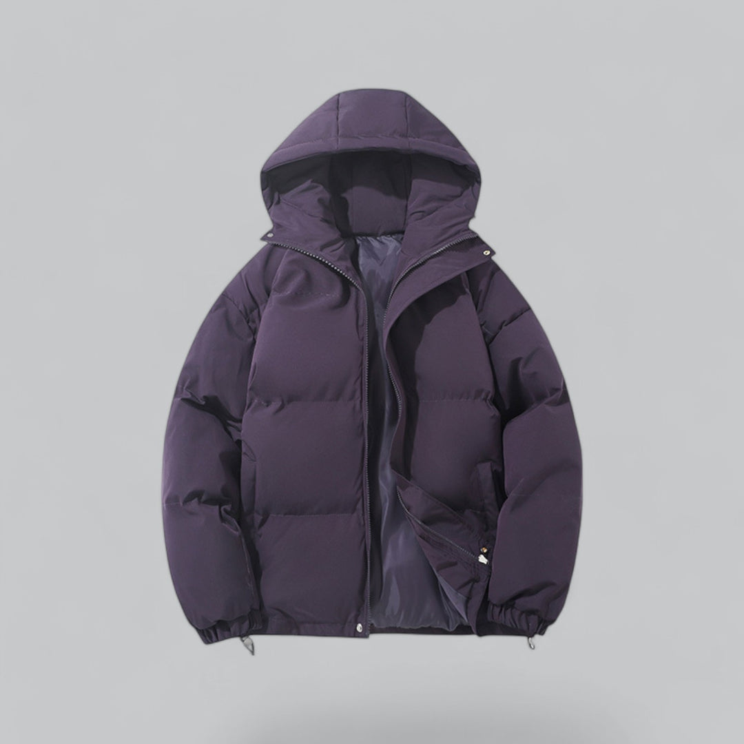 Heren winterjas met capuchon en gewatteerd model