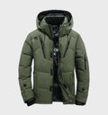 Heren winterjas met capuchon en hoge kraag
