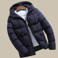 Heren winterjas met capuchon en pufferlook