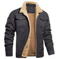 Heren winterjas met teddyvoering en knopen
