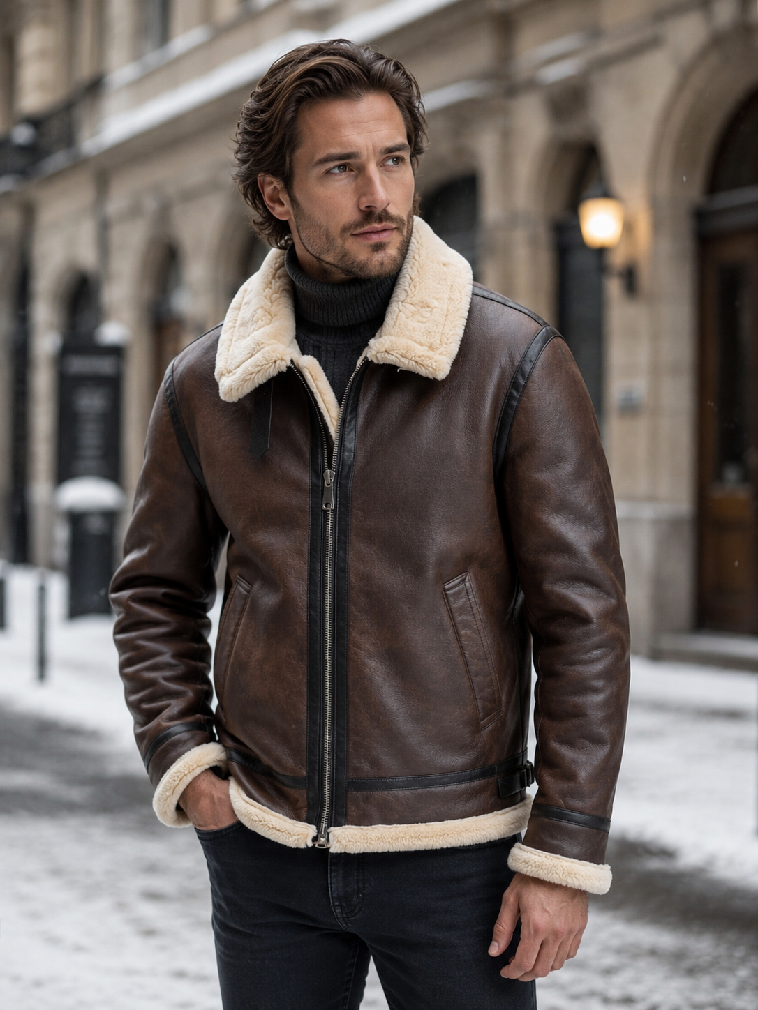 Heren winterjas met zachte kraagvoering