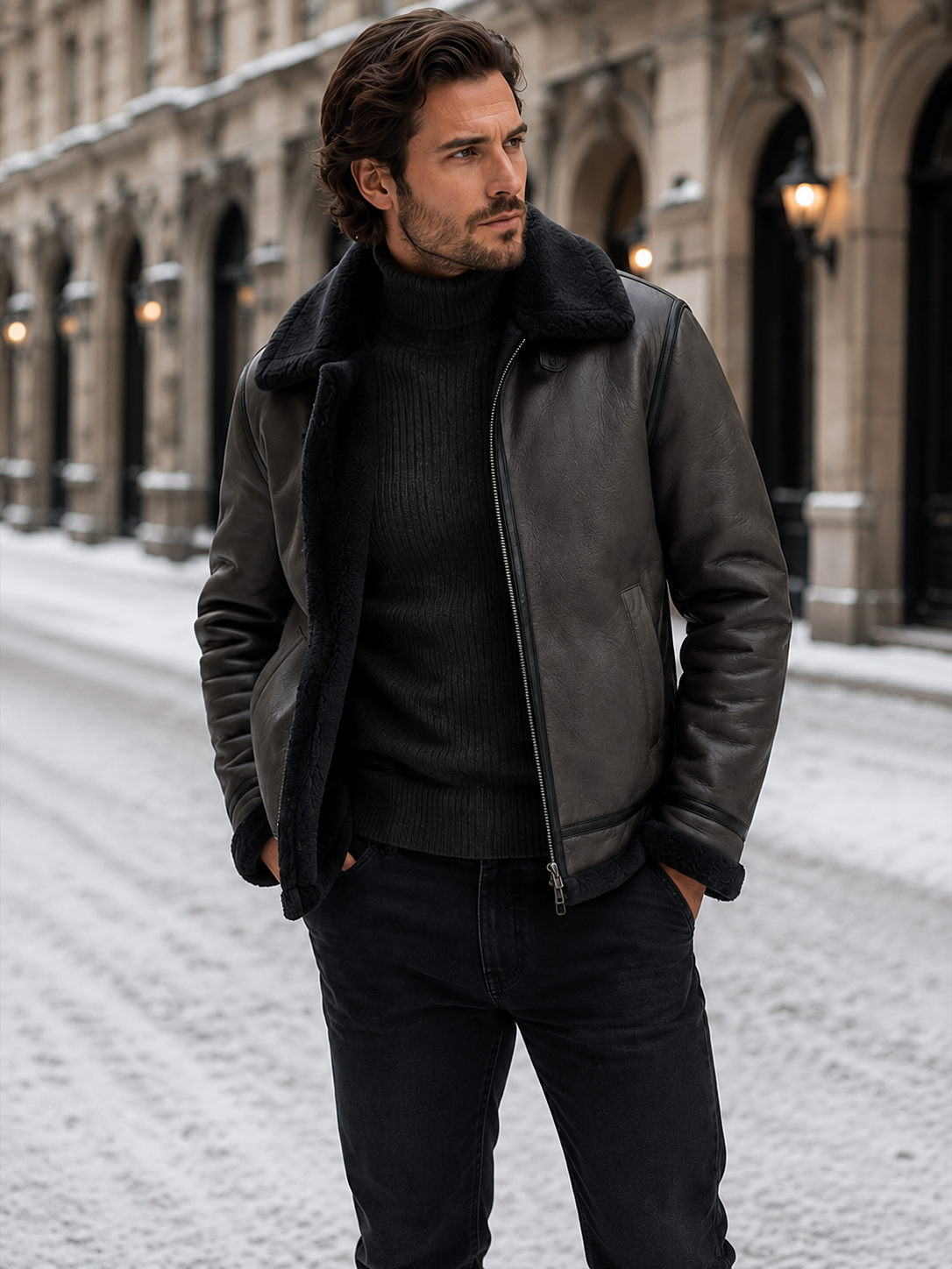 Heren winterjas met zachte kraagvoering